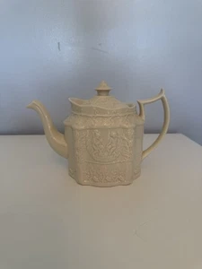 I. GODINGER & CO Ivory Cream Teapot Embossed Porcelain Cherubs Roses Grapes EUC - Picture 1 of 9