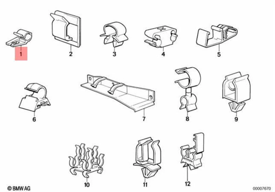 Genuine BMW E12 E21 E23 E24 E28 E30 E32 E34 Z3 Cable Clamp OEM 63121364431 - Imagem 1 de 1