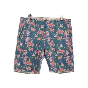 David Smith Mens Cotton Blend Blue Casual Floral Shorts Size 38/97 EUC - Bild 1 von 5