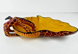 Tazón de madera tallado a mano africano vintage jirafa mango para beber plato de baratija - Imagen 1 de 12