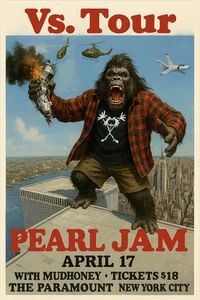 Póster de concierto Pearl Jam 1994 Mudhoney Nueva York City Large 24x36 King Kong - Imagen 1 de 1