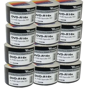 Bulk Buy Traxdata Full Face Printable 16x DVD-R 4.7GB - 600 Discs - Buy The Box - Afbeelding 1 van 3