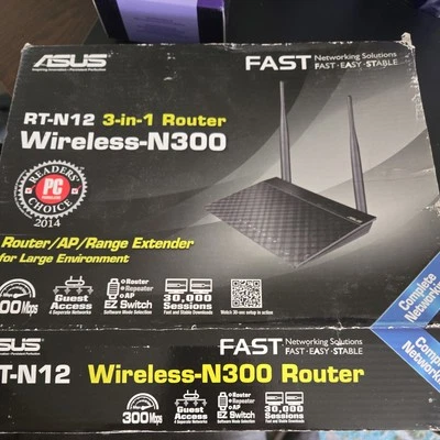 ASUS RT-N12 Wireless-N 300Mbps Antenna 3-in-1 Router/AP/Range Extender - NEW - Image 1 of 2