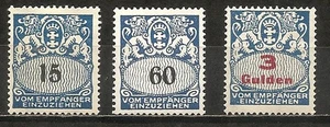 Danzig 1923-1928 Postage Due Coat of Arms MLH - Picture 1 of 2