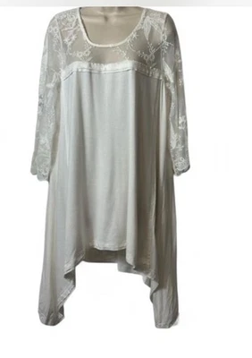 Túnica blanca con adornos de encaje, para mujer talla M Foto 1 de 4