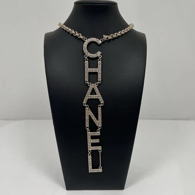 Crystal CHANEL Logo Runway Drop Necklace - Image 1 of 4
