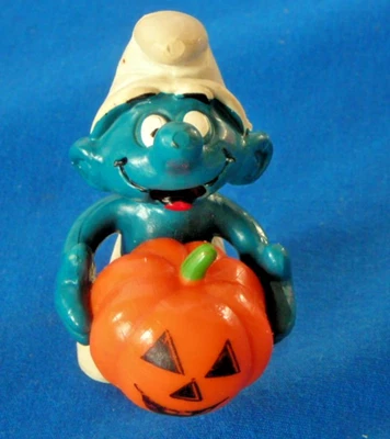 1981 PEYO SCHLEICH  PUMPKIN JACK-O-LANTERN SMURF HONG KONG - Image 1 of 4