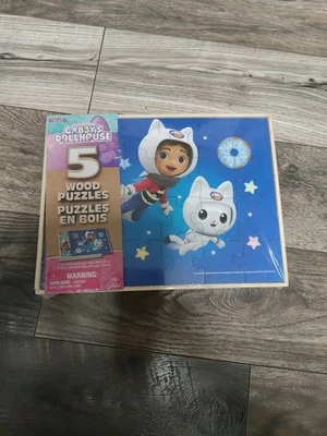 Gabby’s Dollhouse, 5 Jigsaw Puzzle Bundle Wood Box Netflix Dreamworks Spin 2023 - Image 1 of 2