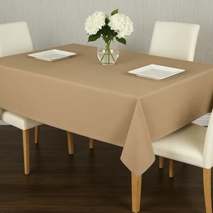 Poly Royal Crest Leinen Tischdecke 85 Zoll Quadrat Größe 85" x 85" Farbe Khaki - Bild 1 von 3