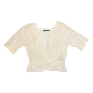RALPH LAUREN Womens Cropped Top Cream V-Neck UK 10 - Picture 1 of 6