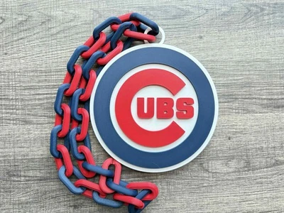 Chicago Cubs Logo Oversized Necklace, Pendant Chain - Image 1 of 2