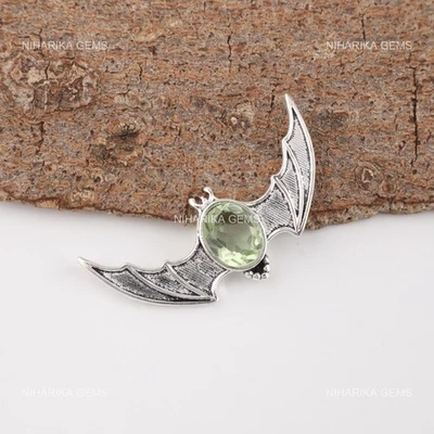 Argento Sterling Verde Pietra Ametista Compleanno Mano Matrimonio Ciondolo Gioie - Immagine 1 di 4