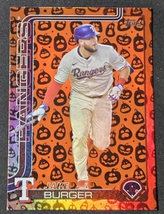 2025 Topps Update Jake Burger Jack-O-Lantern Foil Texas Rangers - Picture 1 of 2