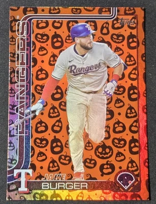 2025 Topps Update Jake Burger Jack-O-Lantern Foil Texas Rangers - Image 1 of 2