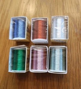 VTG Lot of 6 Metallic Thread Yarn from Kanagawa Japan 109 yards each-6 colors - Picture 1 of 2