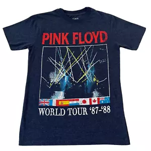 Camisa Pink Floyd Para Hombres Pequeña Azul Gira Mundial 87-88 Banda de Rock Gráfico Camiseta Banderas - Imagen 1 de 7