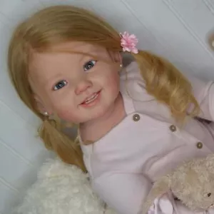 Schöne 28" Kleinkind Mädchen fertige Reborn Baby Puppe handgerootetes Haar handgefertigtes Geschenk - Bild 1 von 4