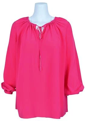 New Saint Laurent YSL 320901 Rose Silk Relaxed Fit Tassel Blouse Shirt 40 8 - Image 1 of 4