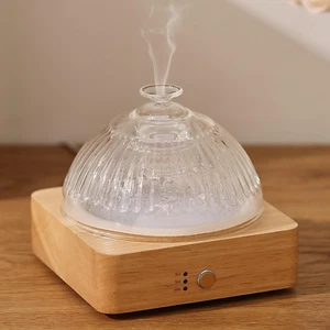 Glass Essential Oil Diffuser with Glass Reservoir & Wood Base, 200Ml Ultrasonic - Picture 1 of 7