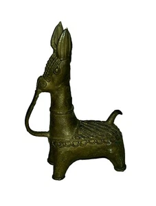 Vintage Dhokra Bankura Brass Hindu God Goddess Horse Statue 3.5”x 2.5” - Picture 1 of 6