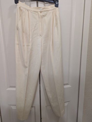 Pantalone Vintage Valentino Boutique Made in Italy Crema Taglia 8 LEGGI!