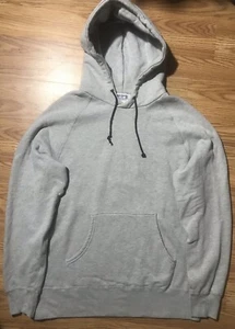 Vintage 90s Velva Sheen USA Made Hoodie Sweatshirt Heather Gray Fleece Pullover - Picture 1 of 9