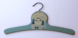 Vintage Children's Wooden Clothes Hanger - Child/Bonnet - Blue - Picture 1 of 8