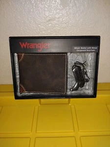 WRANGLER MENS WALLET WITH KEYCHAIN WRANGLER BIFOLDMENS WALLET & KEYCHAIN SET NEW - Picture 1 of 7