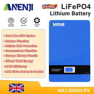Batteria 10kWh LiFePO4 200Ah 51,2 V Batteria da parete BMS Sistema di accumulo solare - Foto 1 di 6