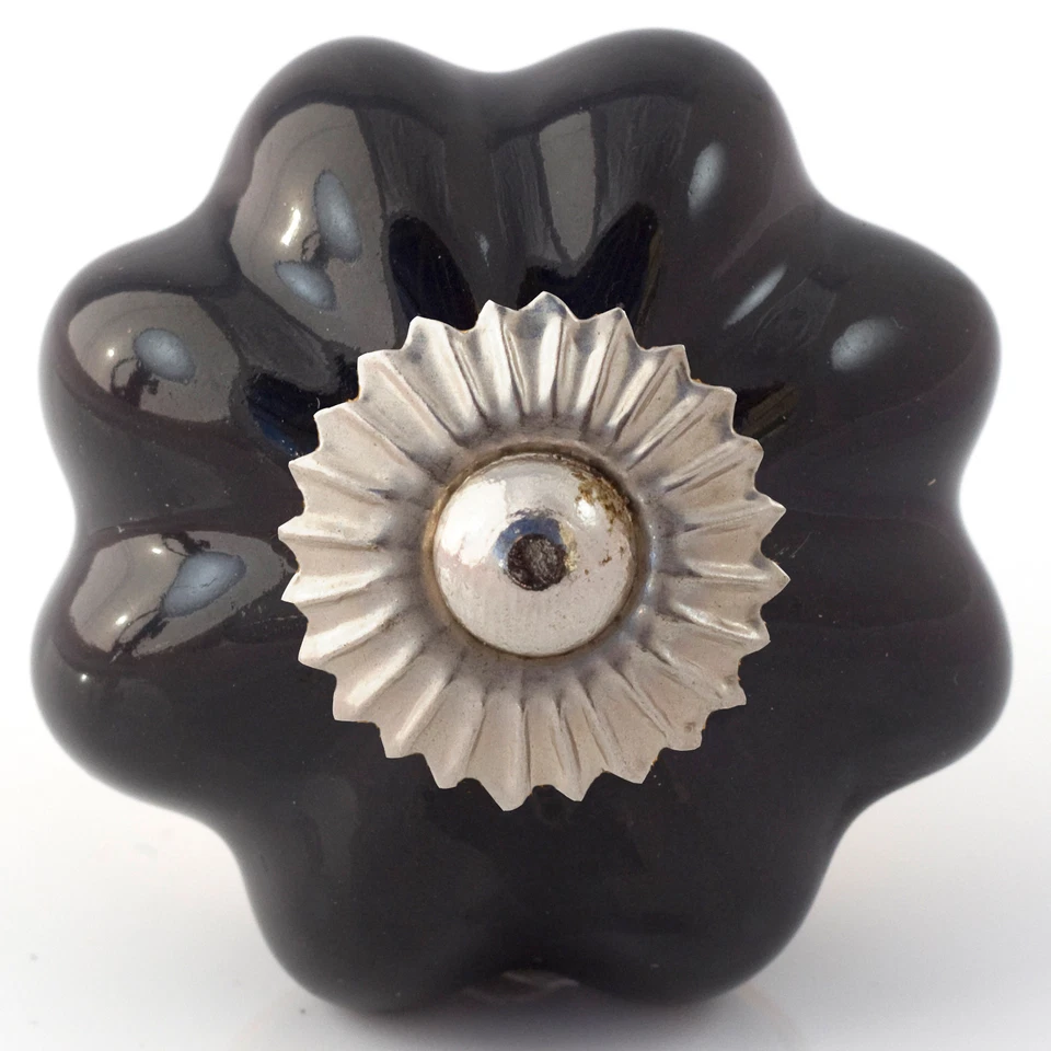 Black white grey vintage ceramic knobs drawer pull cupboard door knobs china - Image 1 of 1
