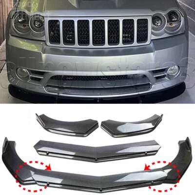 For Jeep Grand Cherokee SRT Front Bumper Lip Splitter Spoiler Kit Carbon Fiber Foto 1 de 4