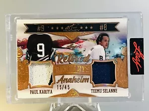 2022 Leaf Art of Hockey Paul Kariya Teemu Selanne /45 Retired Remnants #RR-26 - Bild 1 von 2