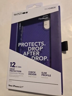 Tech21 EVOCHECK FlexShock Back Case Ultra Violet iphone 6.1" Compatible with XR - Image 1 of 4
