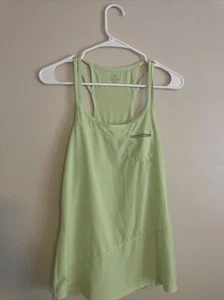 Athleta Speedsetter Tank Top Double Strap Racerback Lime Stripe Green S Pocket - Picture 1 of 6