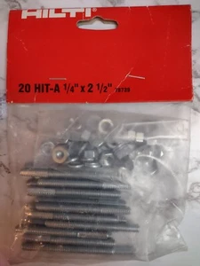 Hilti 20 HIT-A 1/4" x 2-1/2" Part# 78739 Accelerated Adhesive Anchors Qty 20 - Picture 1 of 1