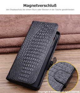 Echt Leder klapphülle Magnetverschluss Wallet Case Ständer für HONOR - Picture 1 of 17