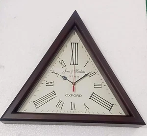 12 Inch Wooden Triangle Wall Clock, Modern Stylish Decor For Home & Office Decor - Picture 1 of 5