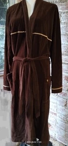 Mid Century Givoni Robe Brown Velvet With Beige Piping Size M - Picture 1 of 14