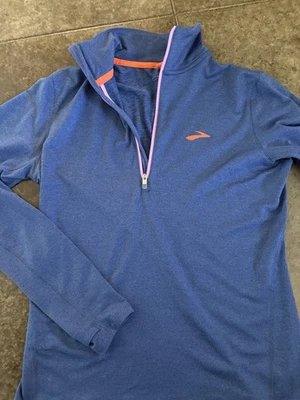 Brooks 1/4 Zip Pullover Long Sleeve Running Top Shirt Navy Blue - XS - Image 1 of 3