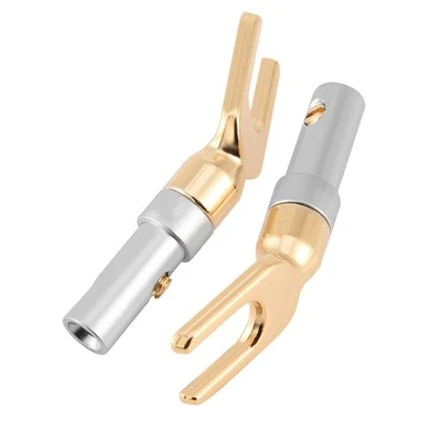 6x Gold Plated 4mm Banana U Fork Y Spade Plug Speaker Wire Connector Screw T BEA - Image 1 of 4