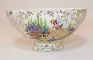 Vintage Empire Ivory Ware Crinoline Lady Footed Gilded Sugar Bowl 1950s VGC - Picture 1 of 9