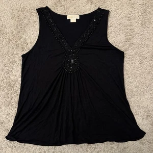 Michael Kors Sleeveless Top Women’s XL Black Rhinestone Detail Stretch Blouse - Picture 1 of 8