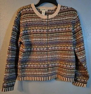 VTG LL Bean OAY 86 Wool & Silk Cardigan Sweater Womens Size SM Full Zip-READ* - Picture 1 of 18