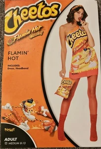 Spirit Halloween Womens Costume M8-10 Cheetos Flamin Hot 3 Pc Tights & Headband - Picture 1 of 9