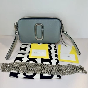 Bandolera Marc Jacobs The Snapshot In Wolf gris/cuero níquel con plata nueva con etiquetas - Imagen 1 de 13