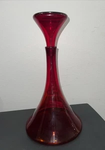 RARE Pilgrim Ruby Red Captain’s Decanter MCM 15" Handblown - Picture 1 of 18