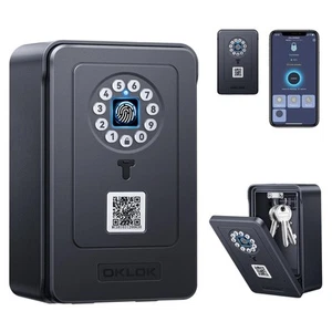 Smart Key Lock Box, Fingerprint Lock Box Bluetooth Key Box with App Control &... - Picture 1 of 7