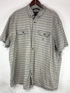 Carhartt Mens 3XLT Short Sleeve Loose Fit Front Pocket Gray Button Down Shirt - Picture 1 of 9