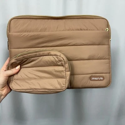 Mosiso 13-14 Inch Laptop Case Cord Bag Two Piece Set Pink Padded Zip Top - Image 1 of 4