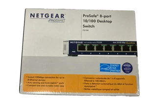 Netgear ProSAFE 8-port 10/100 Desktop Ethernet Switch Model FS108 - BRAND NEW - Picture 1 of 4
